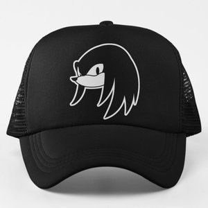 NEW Knuckles Echidna Face Head Sonic Foam Trucker Mesh Snapback Hat BLACK